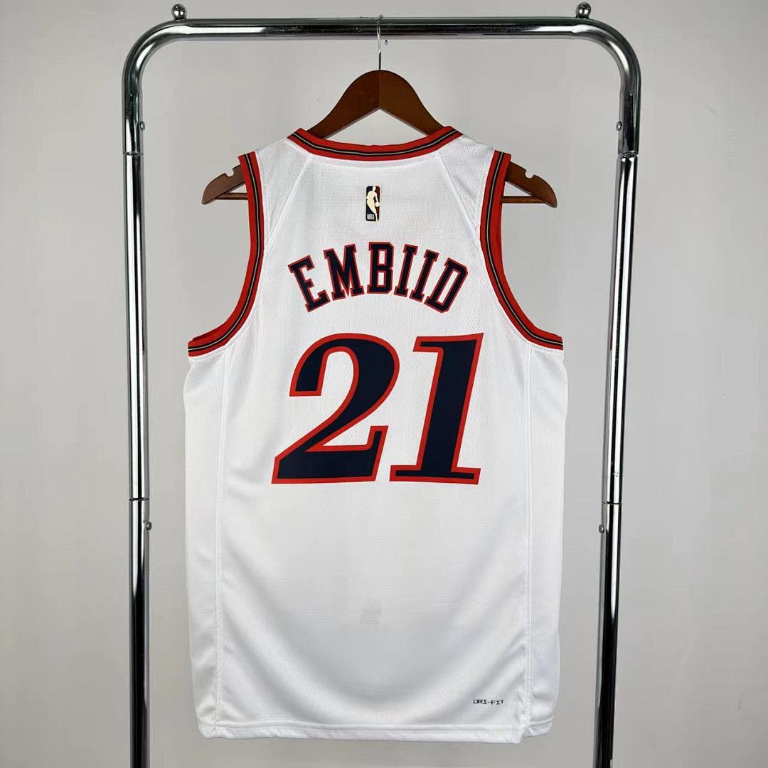 Saison 26 76ers Rétro Blanc n°21 Embiid