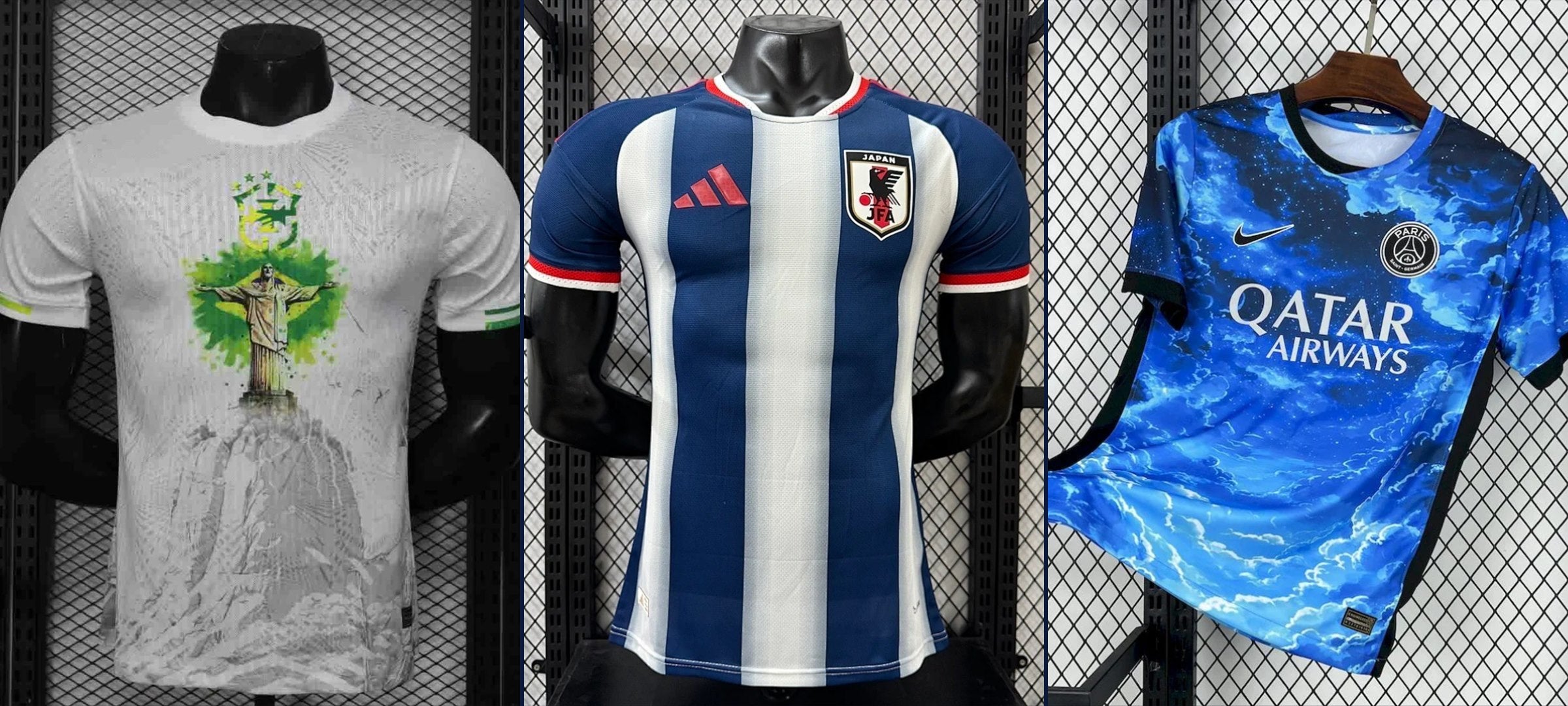 Bannière maillots concept - Brésil, Japon, PSG
