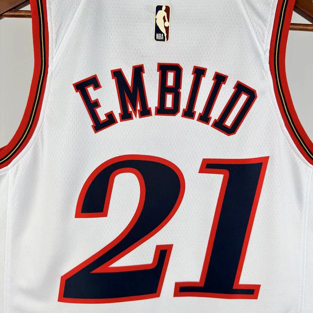 Saison 26 76ers Rétro Blanc n°21 Embiid
