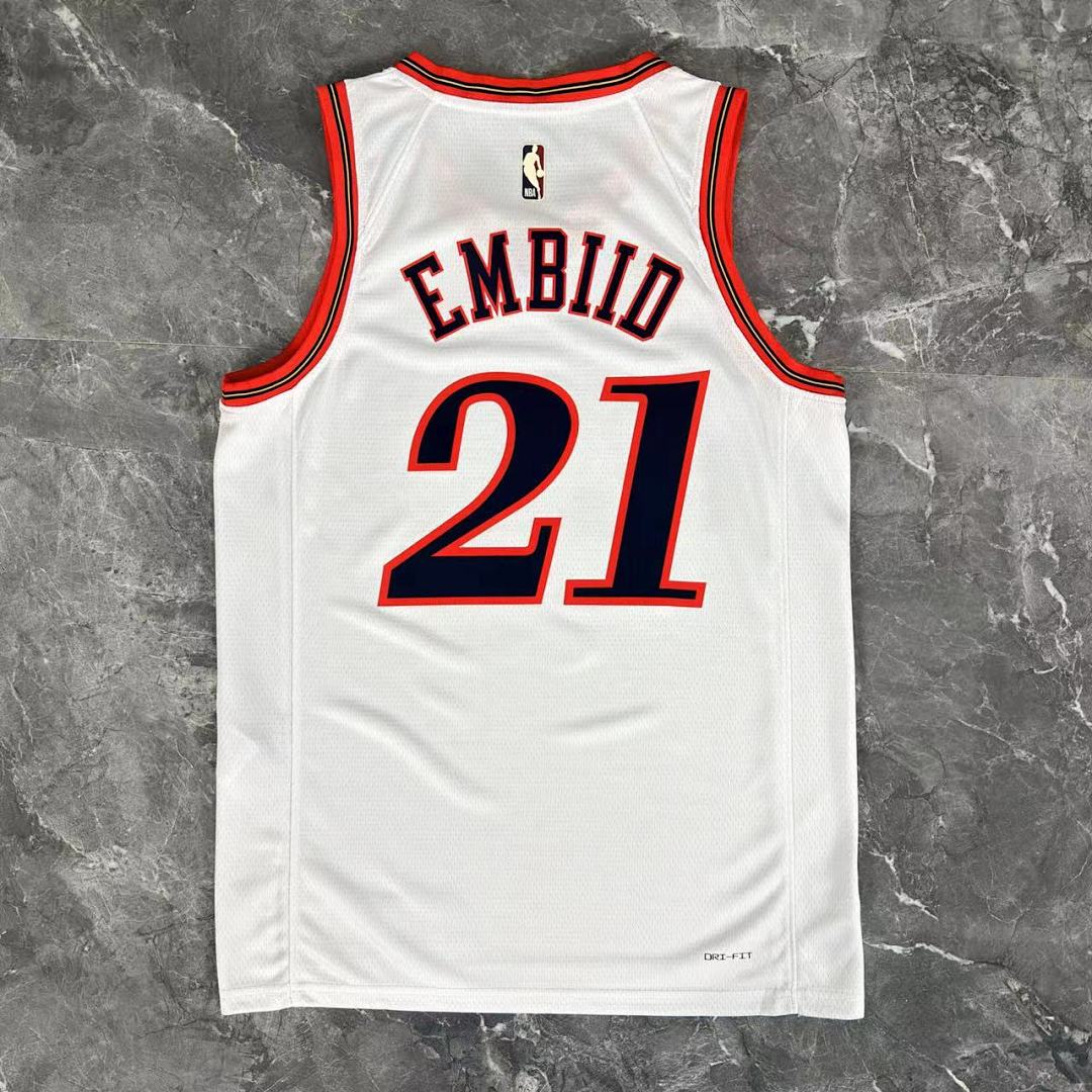 Saison 26 76ers Rétro Blanc n°21 Embiid