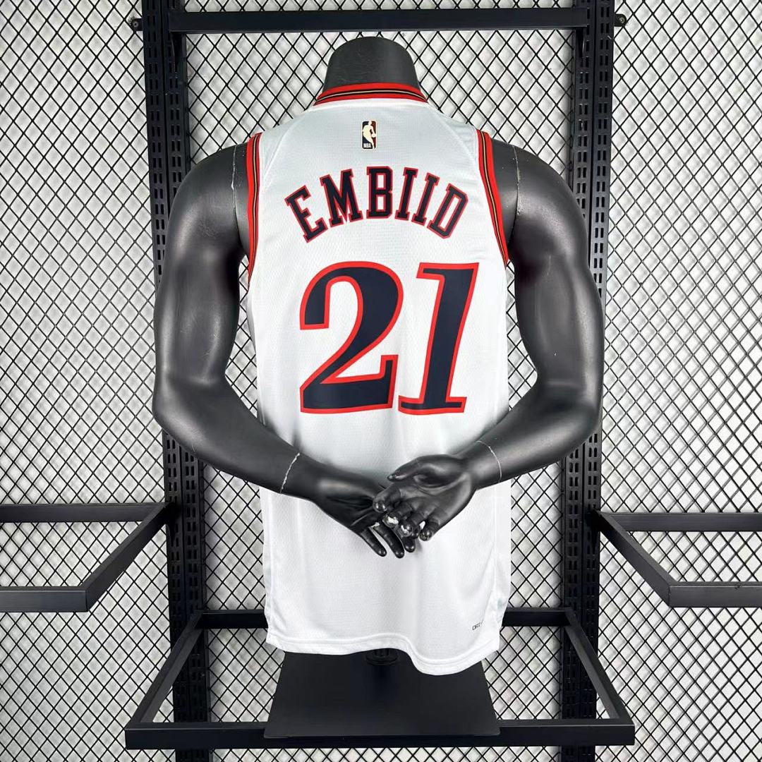 Saison 26 76ers Rétro Blanc n°21 Embiid